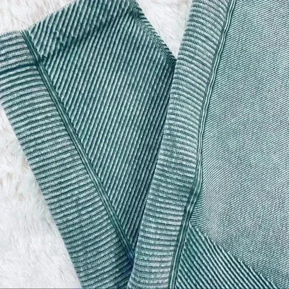 Unbranded Thick Warm Green Ribbed Compression Highrise Athletic 3/4 Legging - Picture 9 of 10